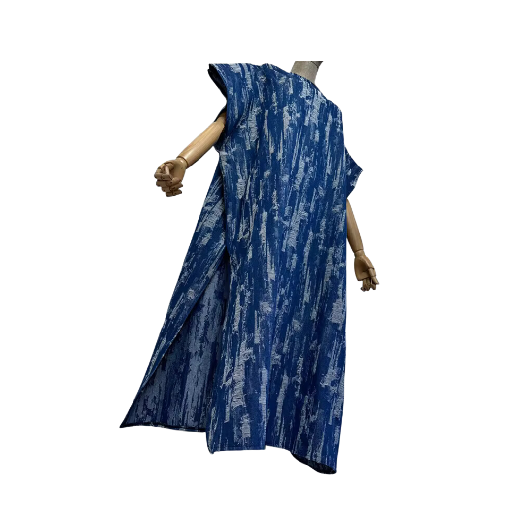 Pre Order: Distressed Denim Kaftan Dress - WINI