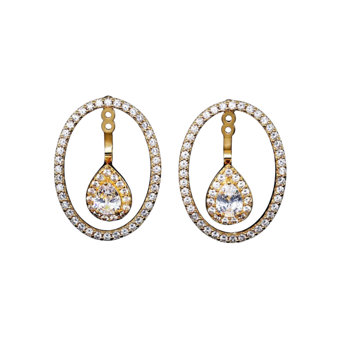 Pre Order:  Round Zircon Water Drop Earrings