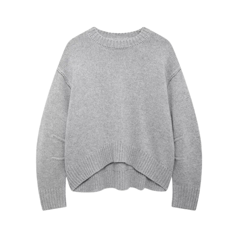 Pre Order: Gray Pleated Long Sleeve Knitted Sweater