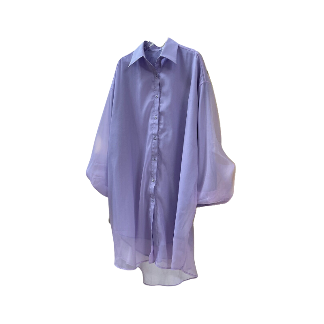 Pre Order:  Casual Sheer Double Veil Single-Breasted Shirt