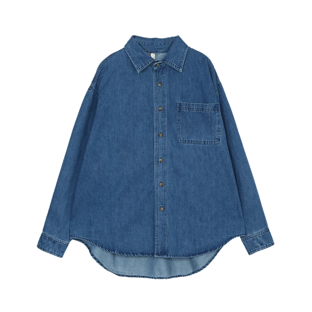 Pre Order:  Denim Long Sleeved Loose Shirt