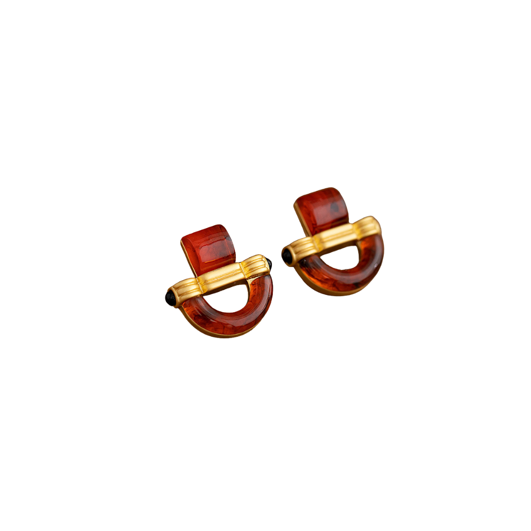 Pre Order:  Elegant Geometric Brown Resin Earrings