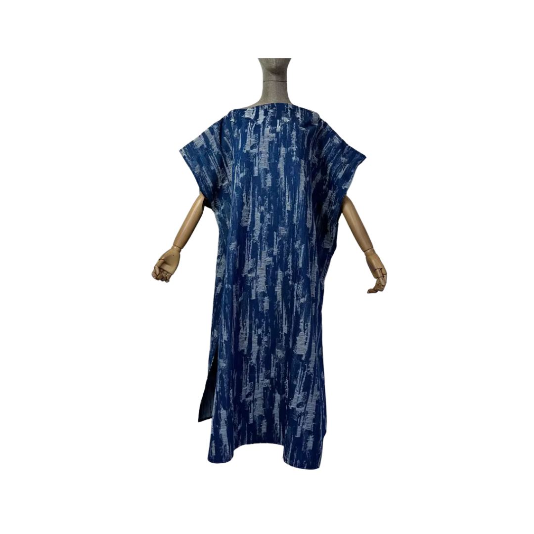 Pre Order: Distressed Denim Kaftan Dress - WINI