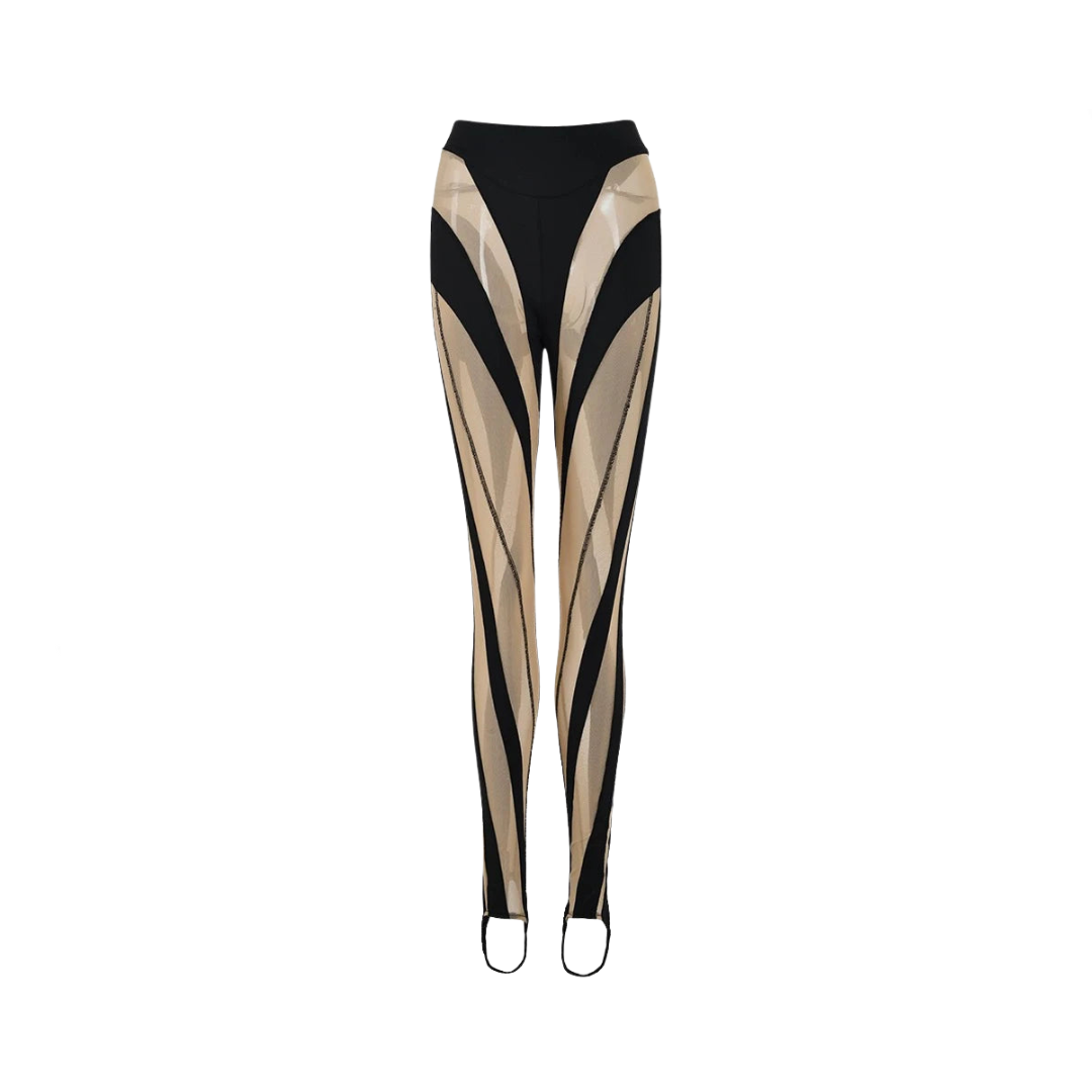 Pre Order:  Color Blocking Mesh Splicing Foot Stomping Leggings