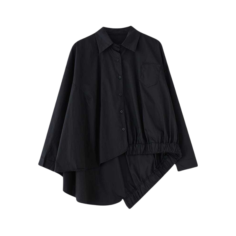 Pre Order:  Black Loose Asymmetric Oversized Shirt