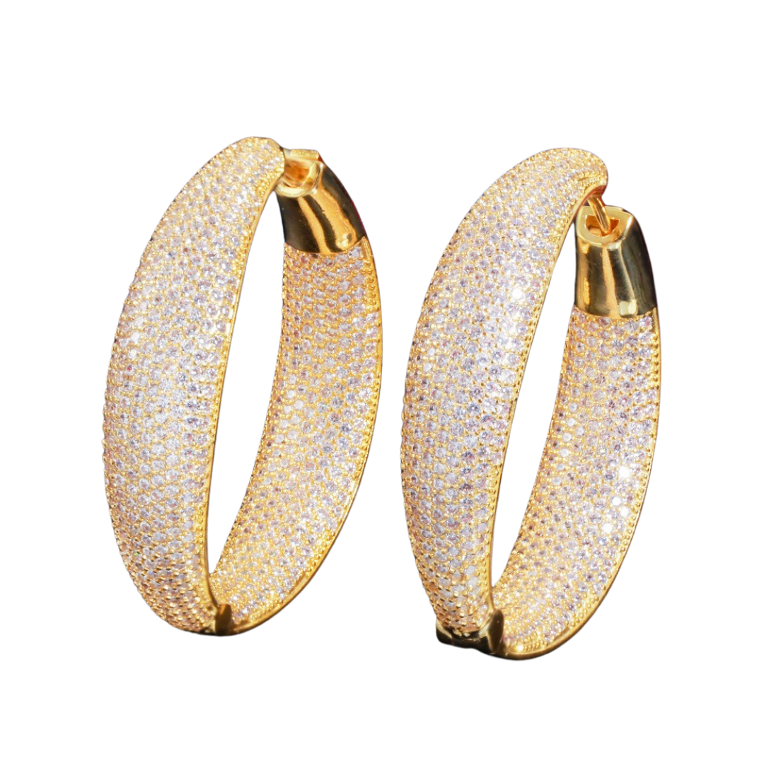 Pre Order:  Round Micro-Paved Zircon Earrings