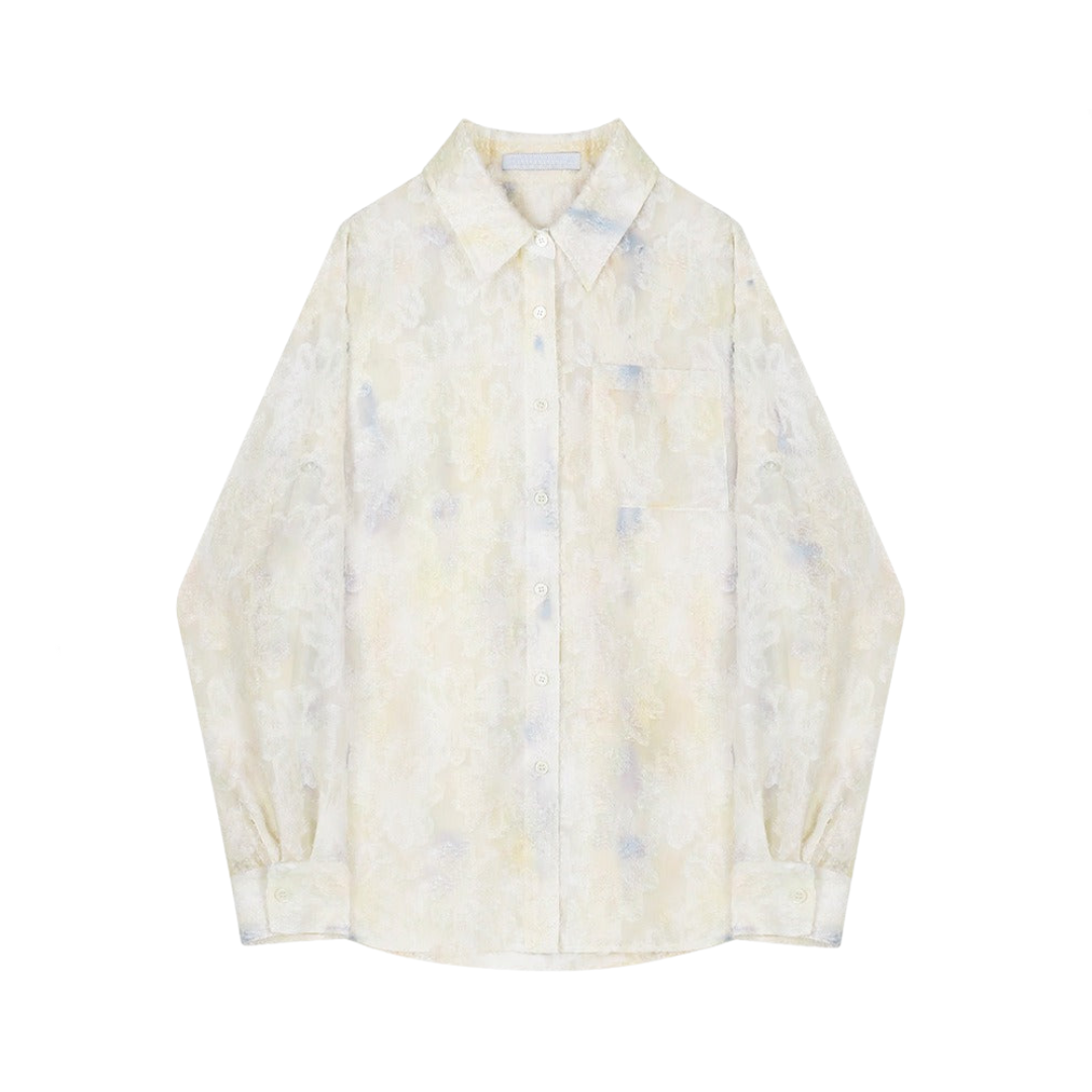 Pre Order:  Jacquard Long Sleeve Loose Printed Shirt