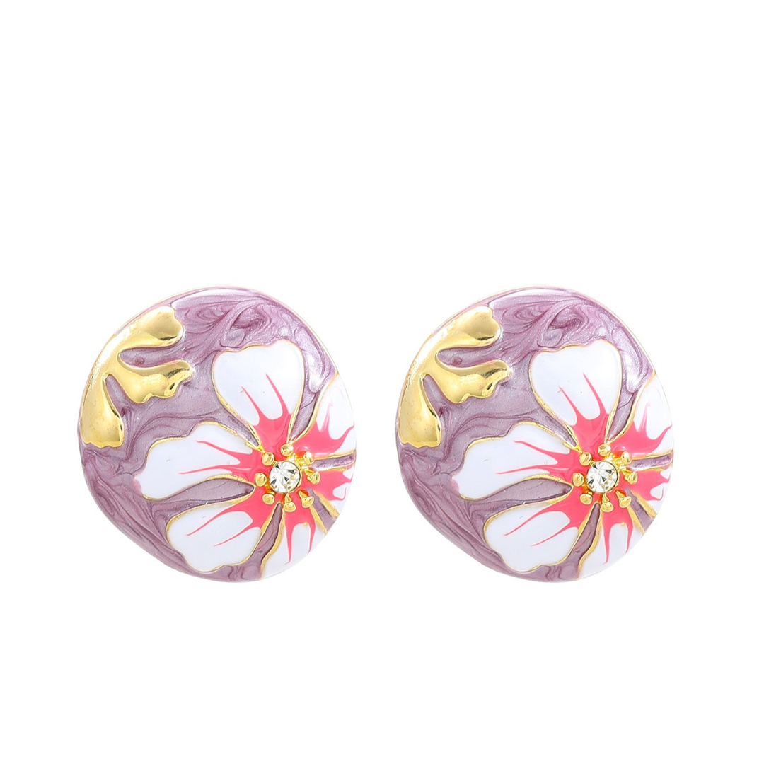 Pre Order:  Bohemian Flower Dripping Oil Enamel Earrings