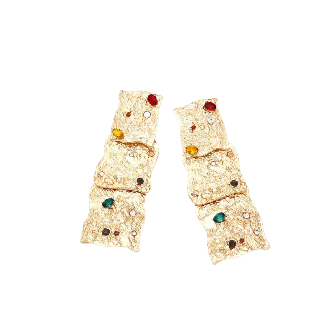 Pre Order:  Vintage Multi Layer Irregular Square Rhinestone Dangle Earrings