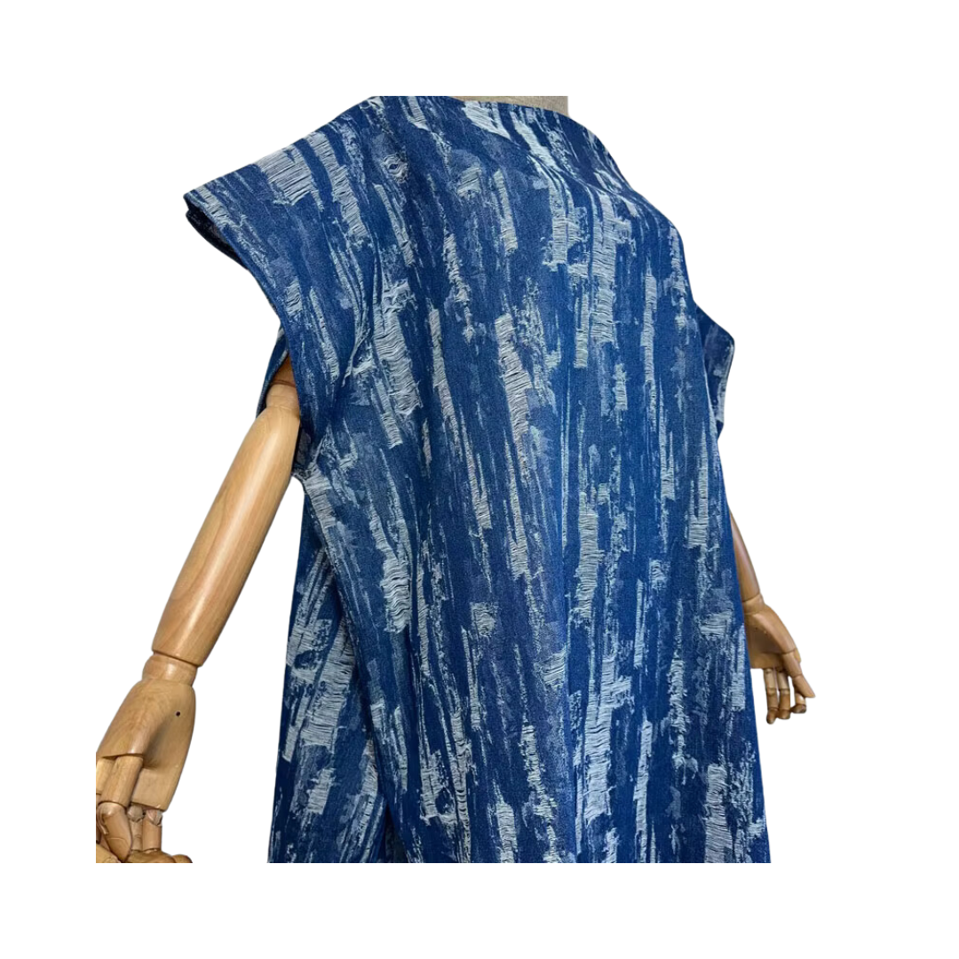 Pre Order: Distressed Denim Kaftan Dress - WINI