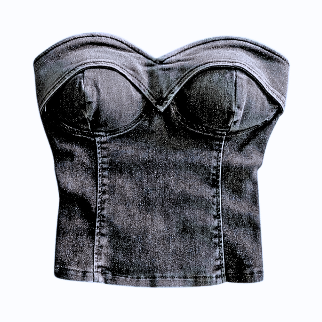 Pre Order:  Strapless Cropped Denim Tube Top