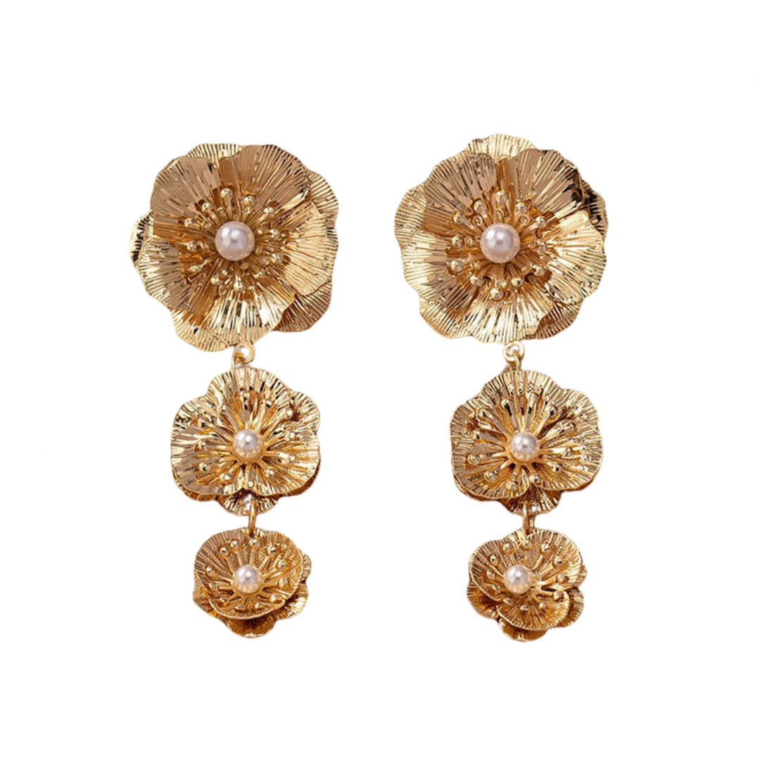 Pre Order:  Three Flower Alloy Earrings