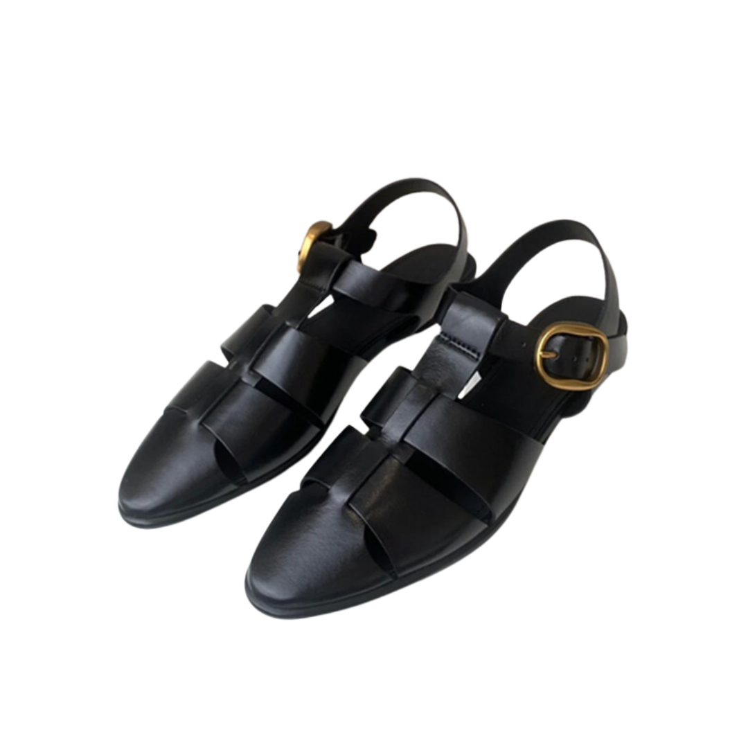 Pre Order:  Genuine Leather Pointed Toe Flat Sandals