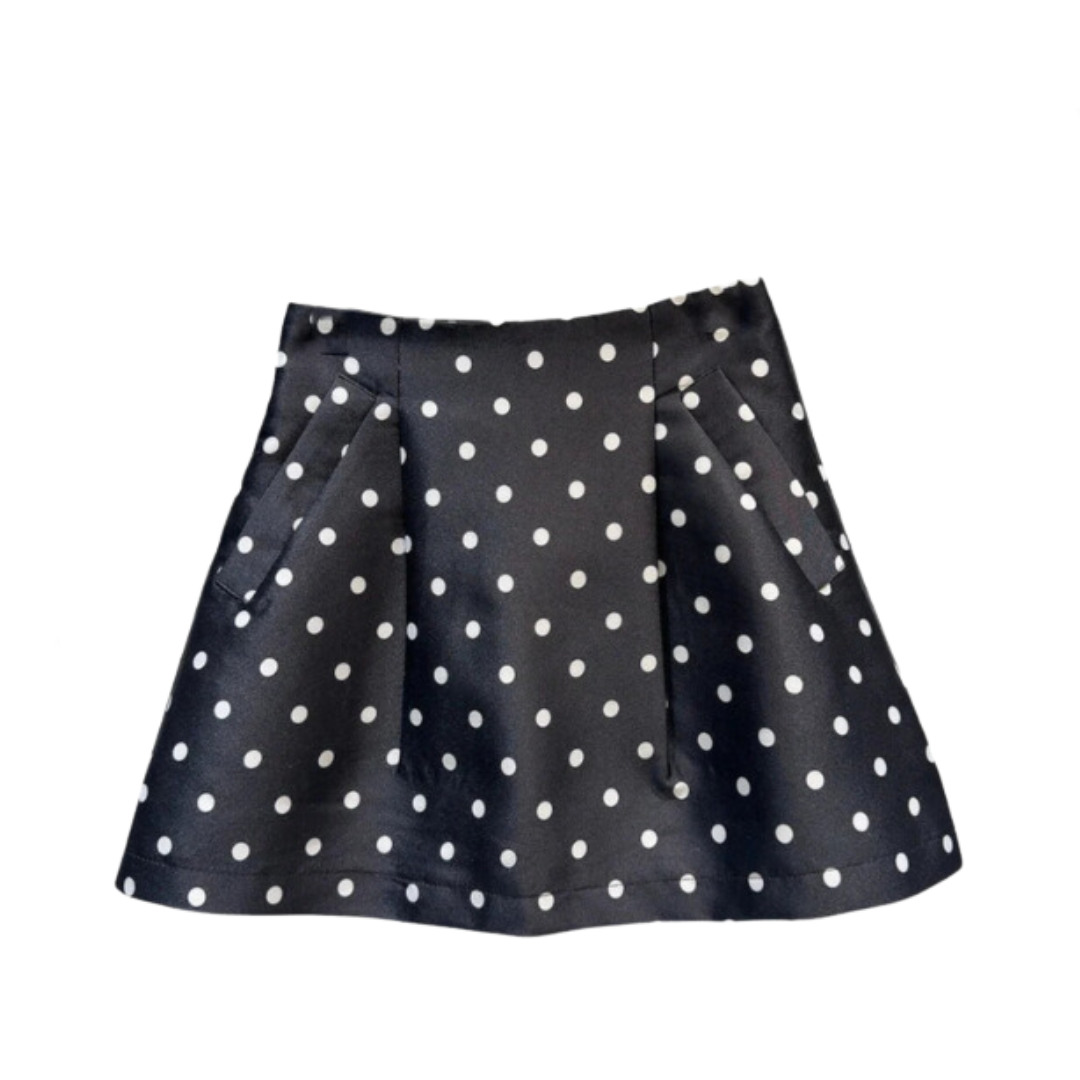 Polka Dot A-Line Hip Wrap Skirt