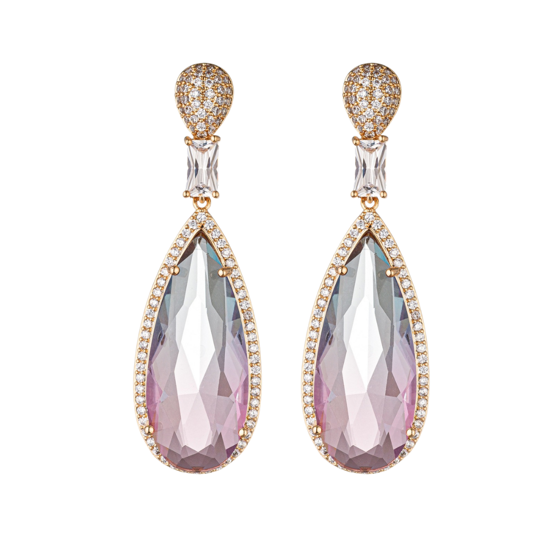 Pre Order:  Gradient Purple Zircon Water Drop Earrings