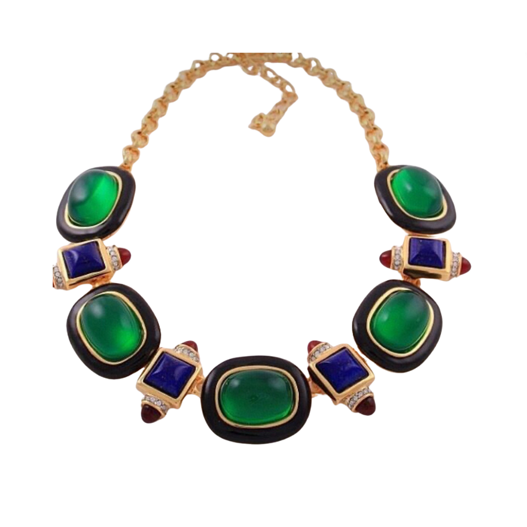 Pre Order:  Medieval Retro Emerald Glass Exaggerated Necklace