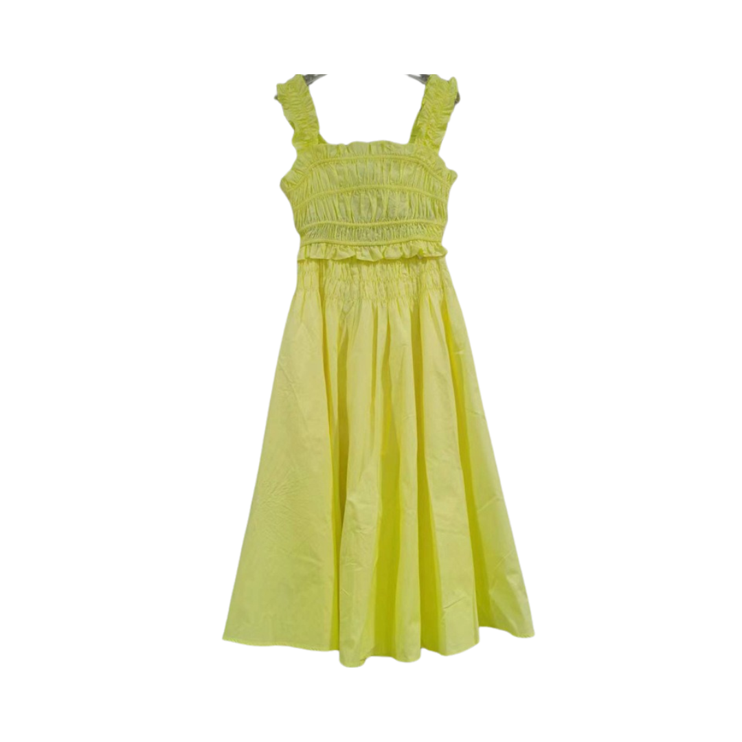 Pre Order:  Yellow Pleated Cropped Top + A-Line Pleated Skirt Set