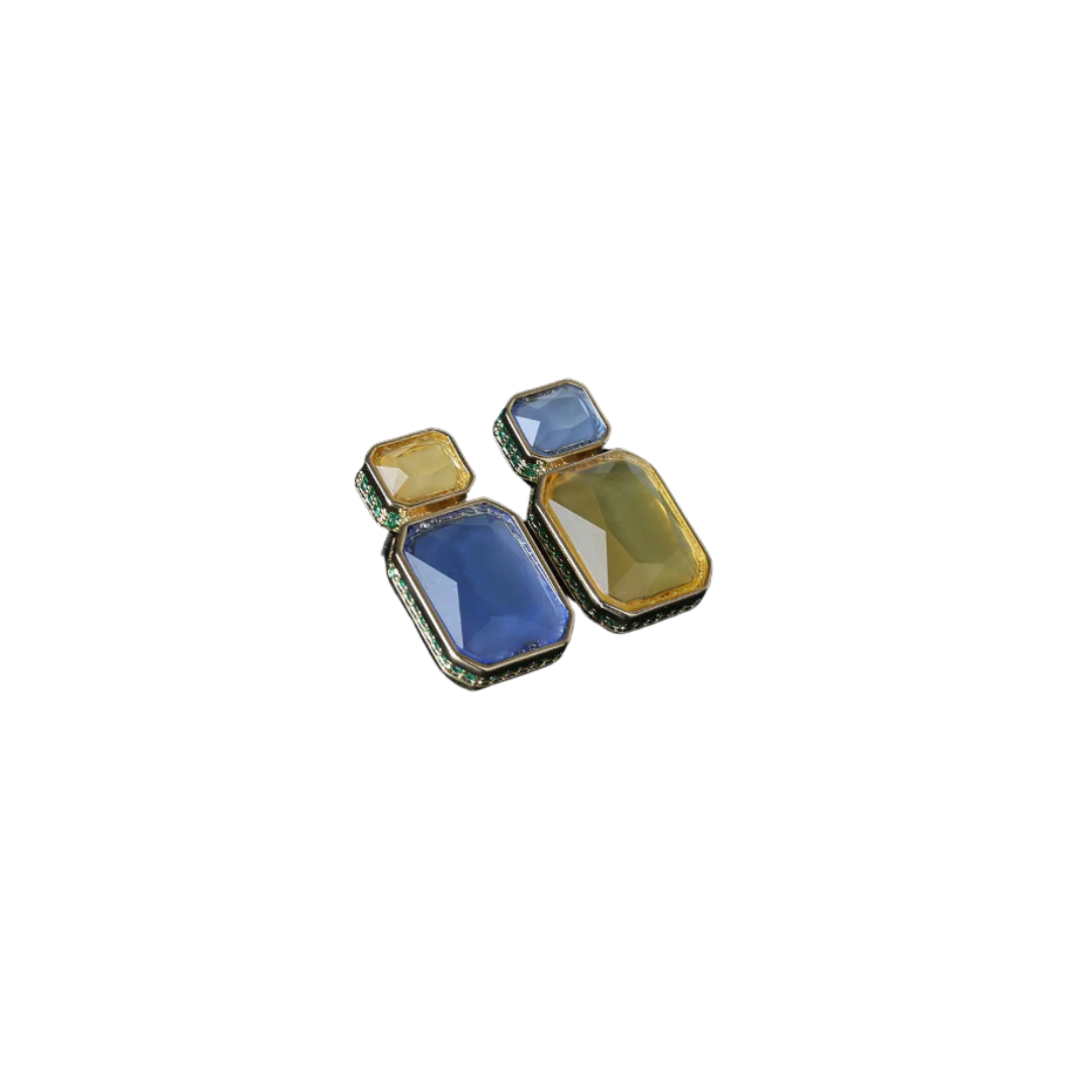 Pre Order:  Asymmetrical Colored Zircon Earrings