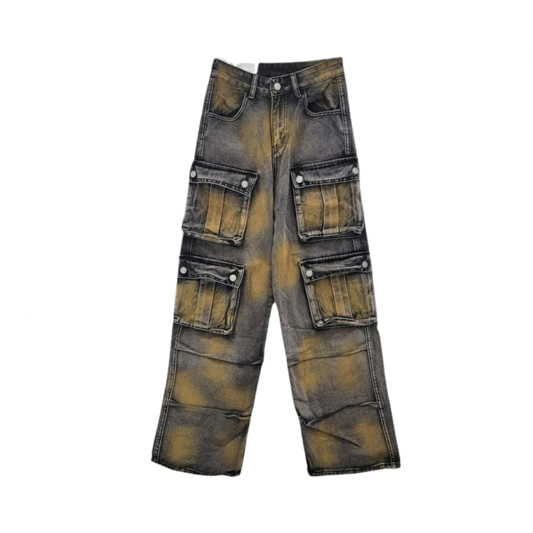 Pre Order:  Multi Pocket Distressed Loose Pants