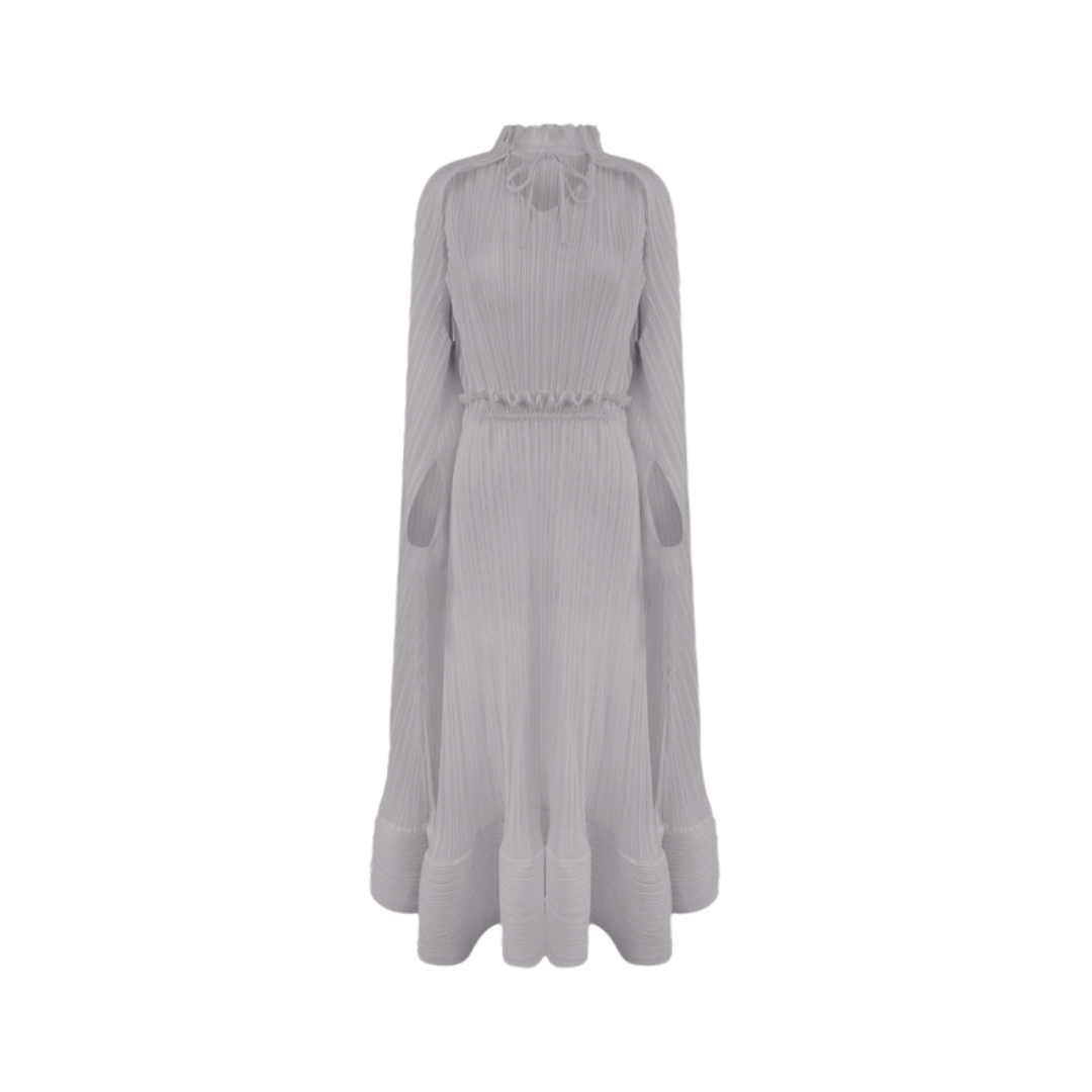 Pre Order:  Cloak Sleeves Pleated Long Dress