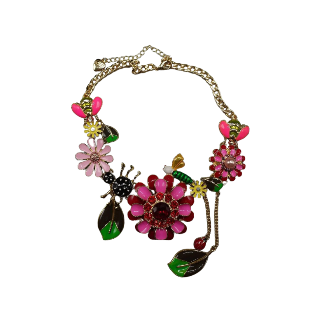 Pre Order:  Exaggerated Bright Flowers Insect Necklace