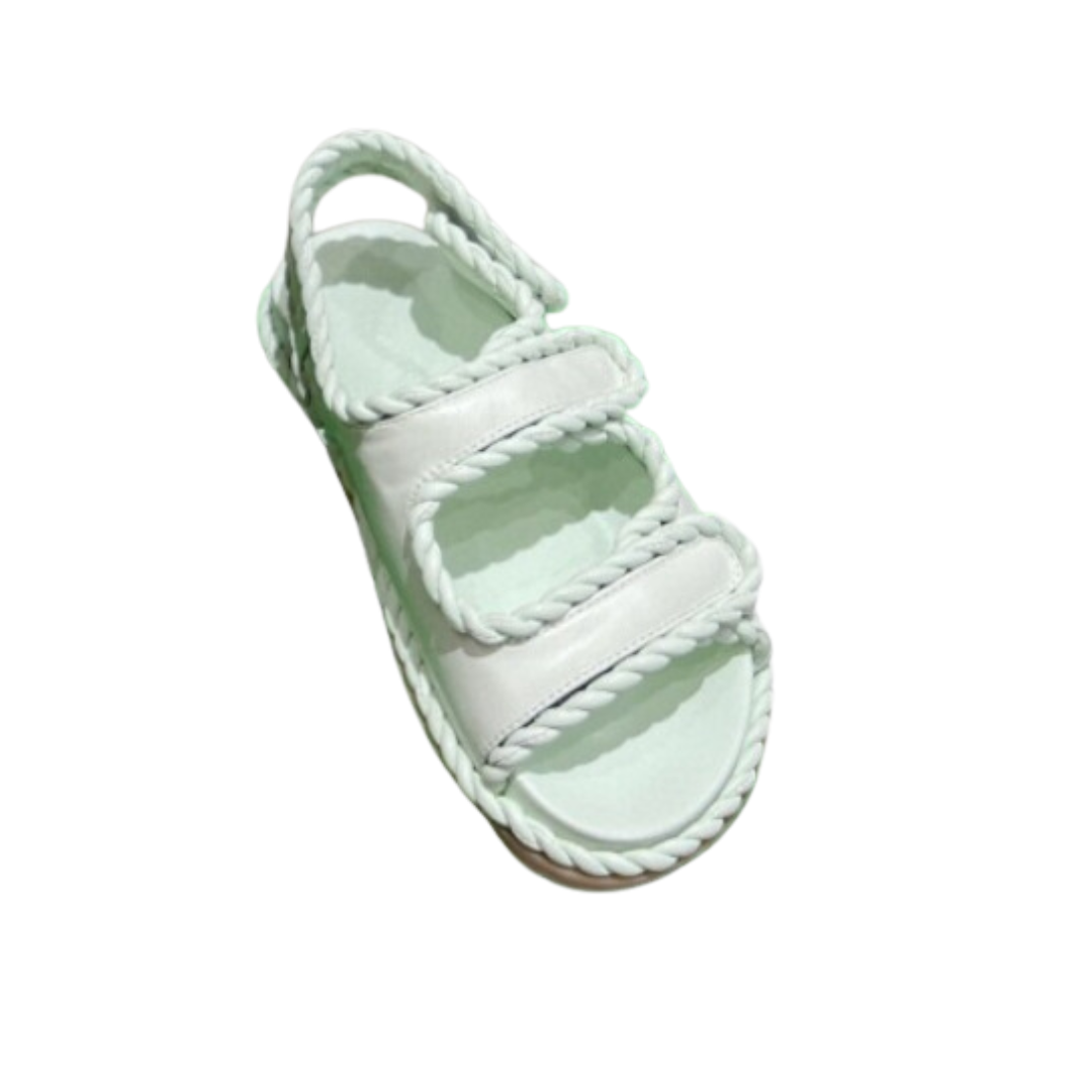 Pre Order:  Velcro Leather Thick Sole Flat Sandals