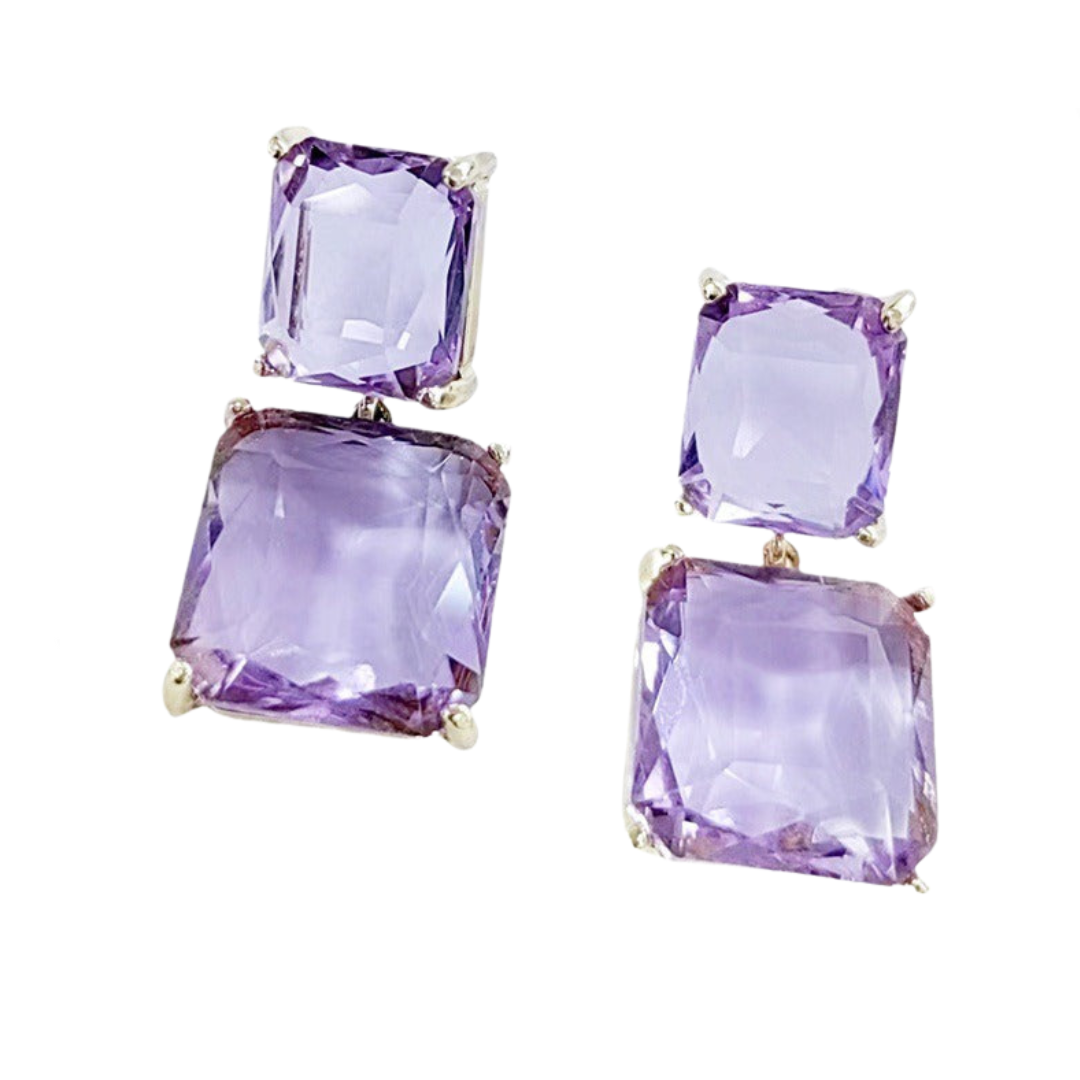 Pre Order:  Geometric Square Crystal Earrings