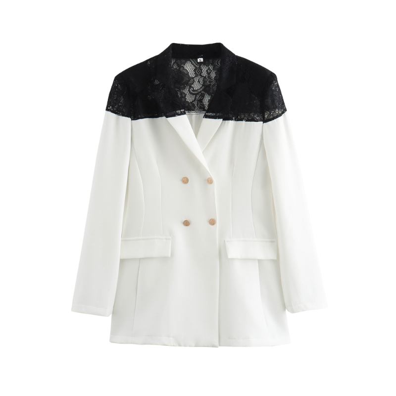 Pre Order: Elegant Lace Patchwork Button-Up Blazer