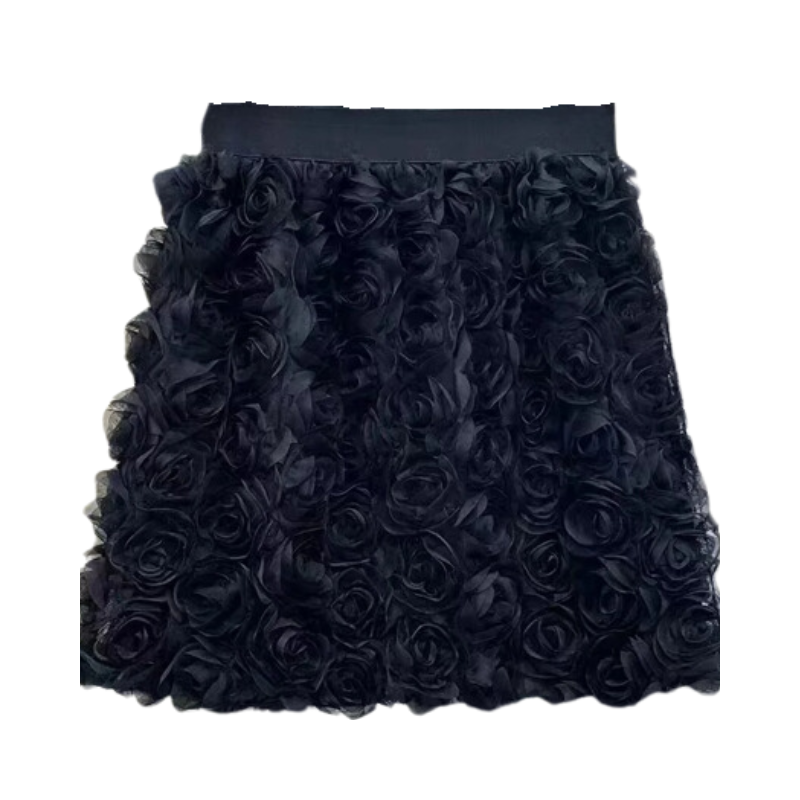 Pre Order: High Waisted 3D Rose A-Line Hip-Hugging Short Skirt