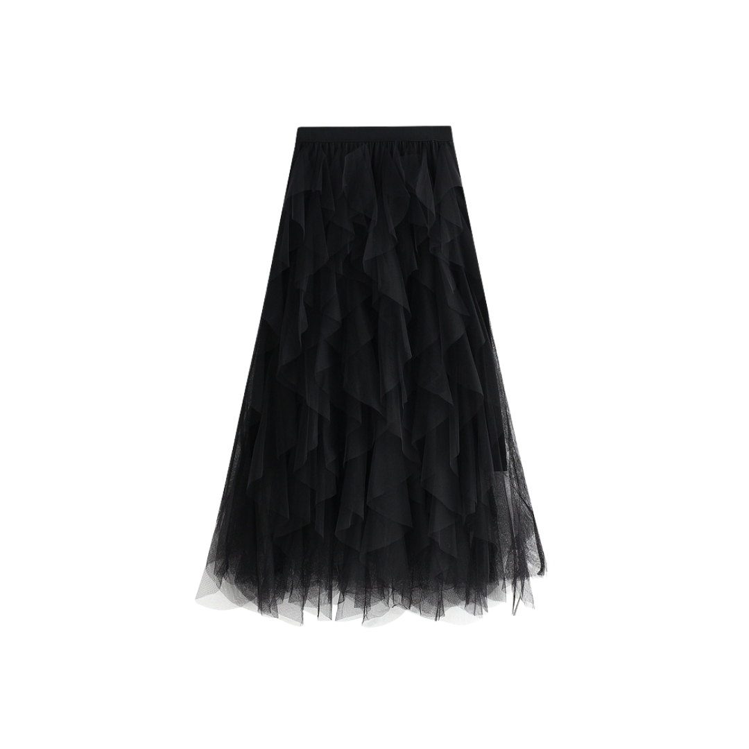 Pre Order:  Solid Pleated Tulle Maxi Skirt