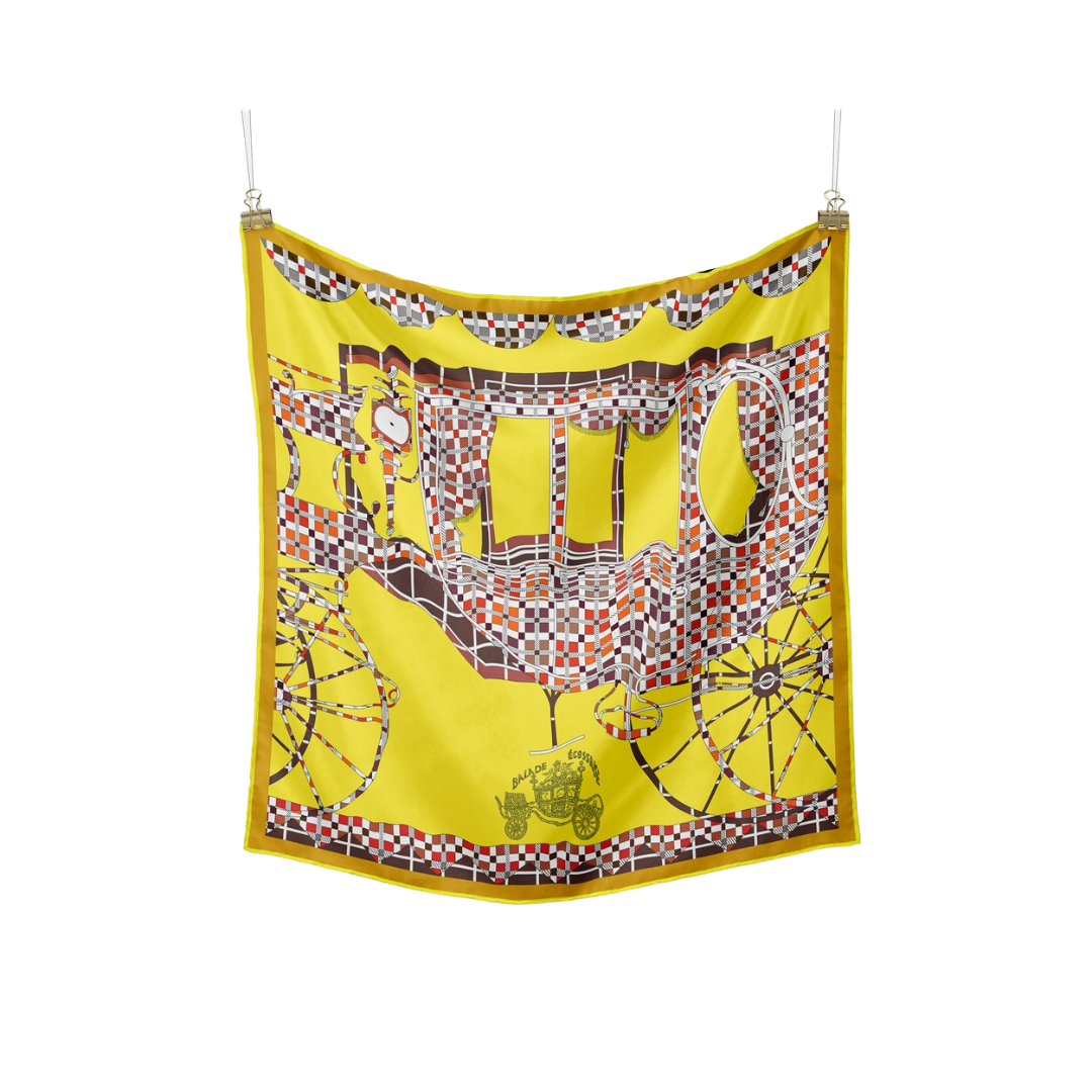 Pre Order:  Carriage Print Twill Silk Square Scarf