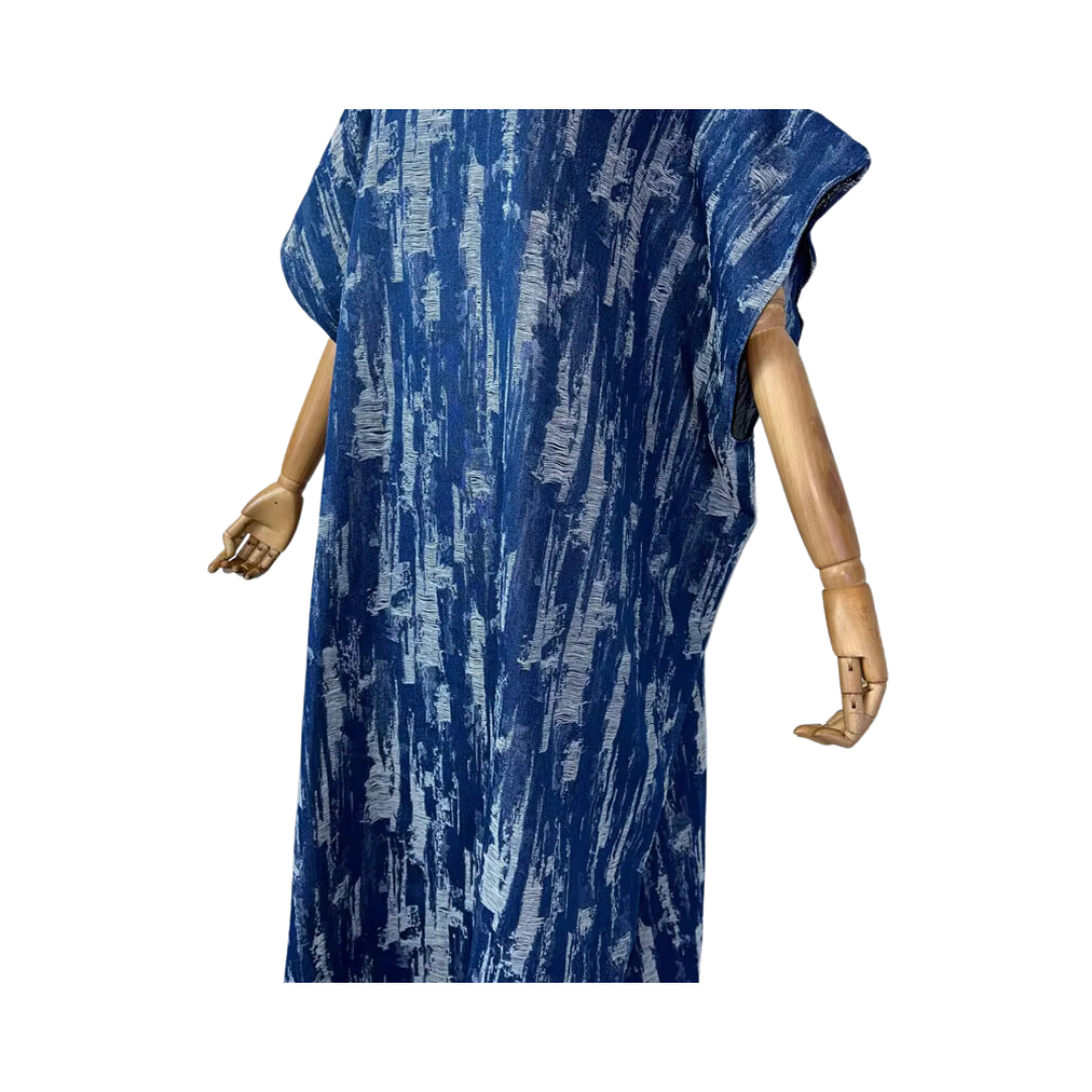 Pre Order: Distressed Denim Kaftan Dress - WINI