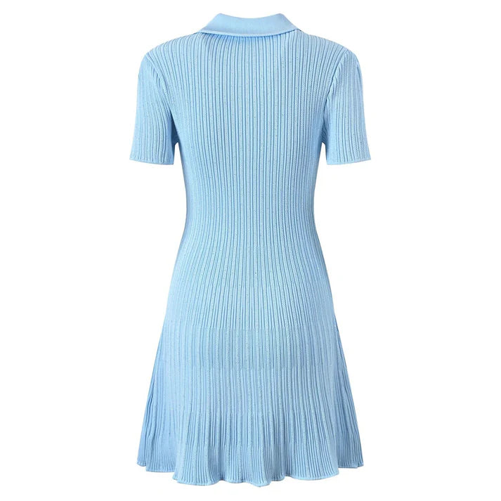 Pre Order:  Knitted Diamond Button Short Sleeved Dress