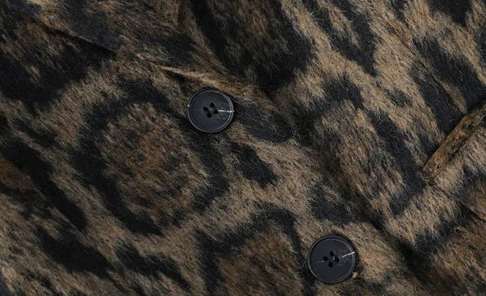 Leopard Long Sleeves Woolen Blazer- Final Sale