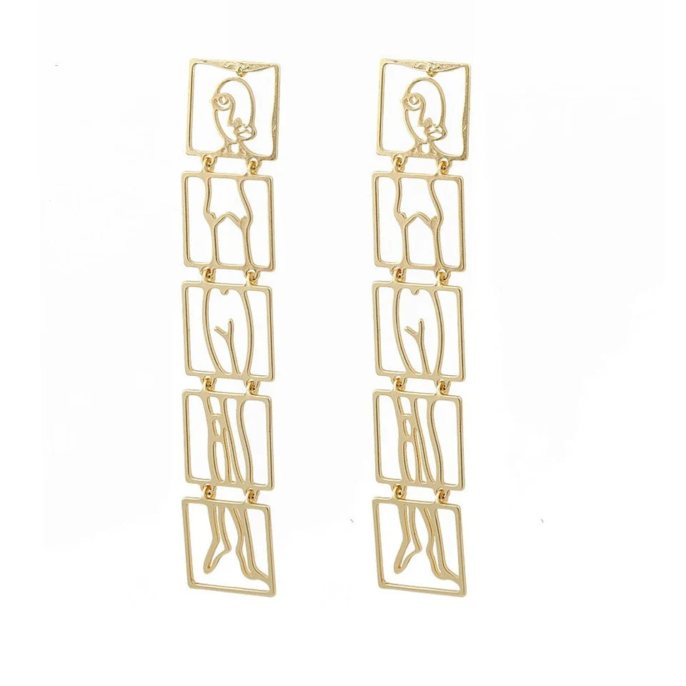 Pre Order:  Body Individuality Statement Gold Dangle Drop Earrings