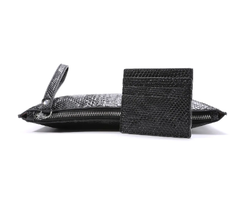 Faux Snakeskin Card Wallet+Envelope Bag