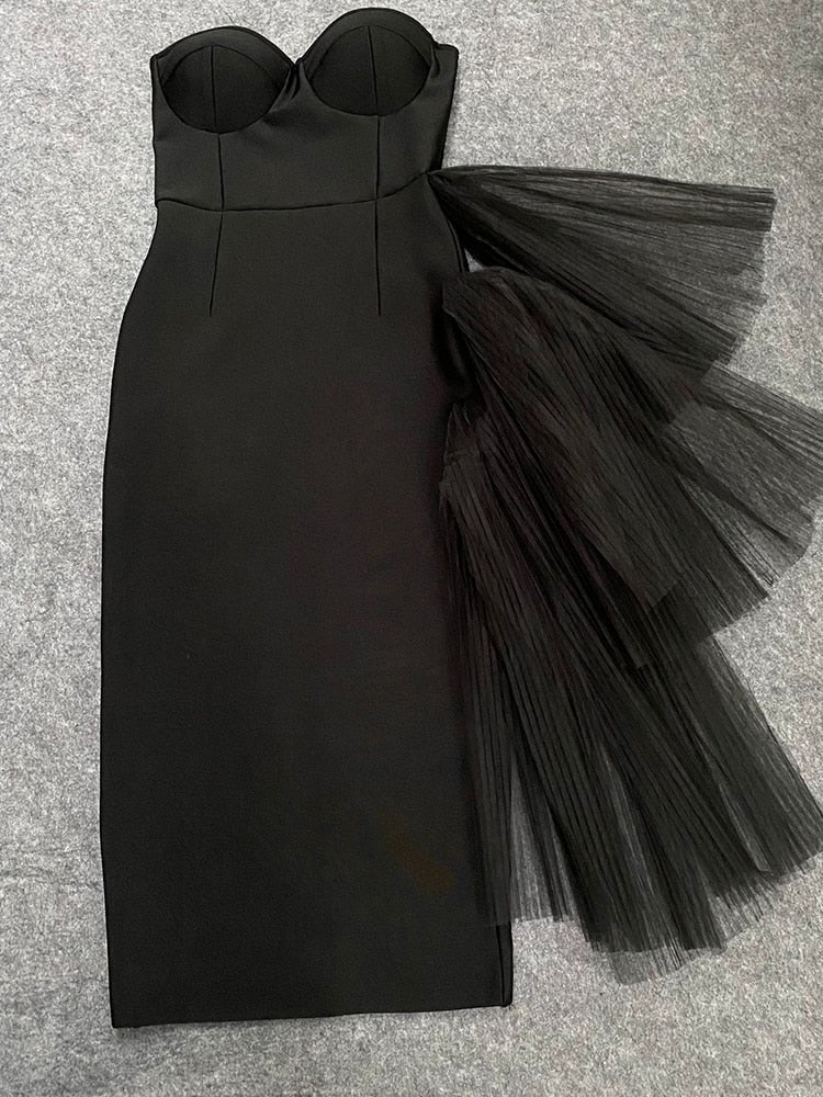 Pre Order:  Side Ruffles Tulle Tube Dress