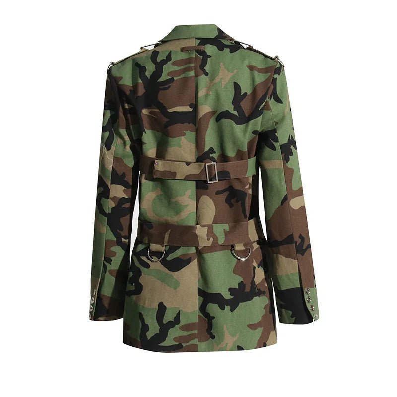 Camouflage Single-Breasted Belted Blazer - Kelly Obi New York