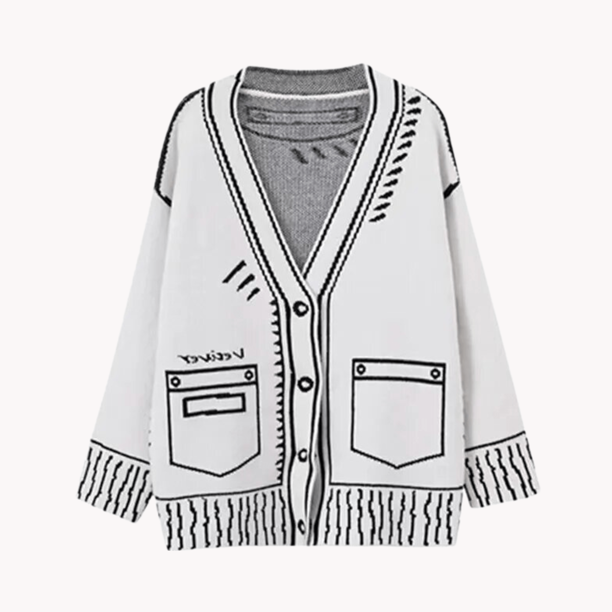 Comic Effect Contrast Knit Cardigan - Kelly Obi New York