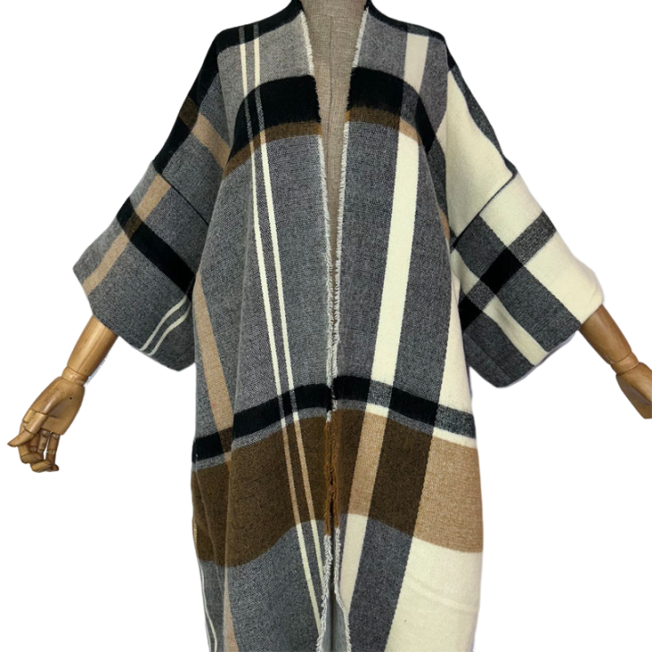 Pre Order:  Vibrant Plaid Maxi Cardigan - WINI