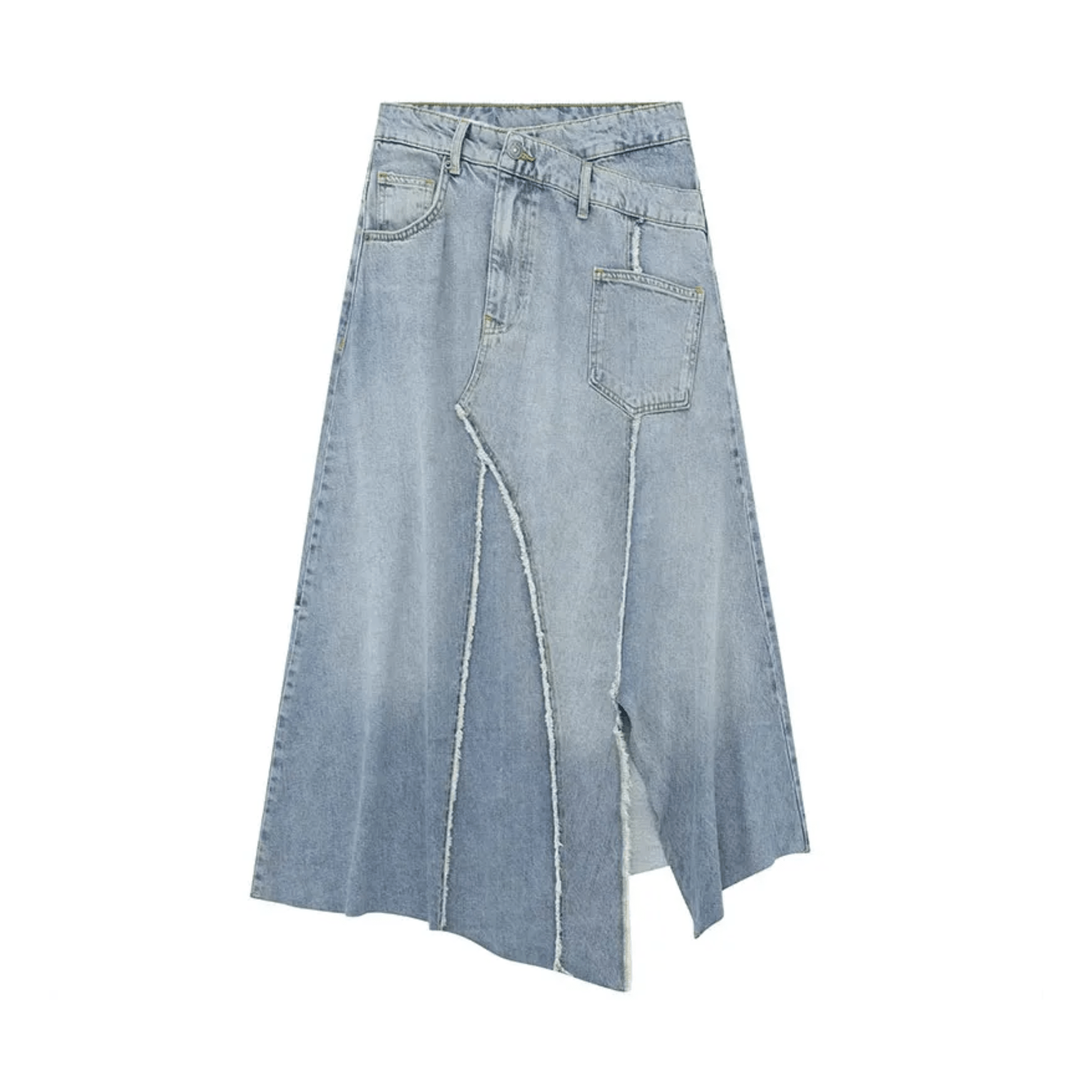 Denim Patchwork Midi Jeans Skirt - Kelly Obi New York