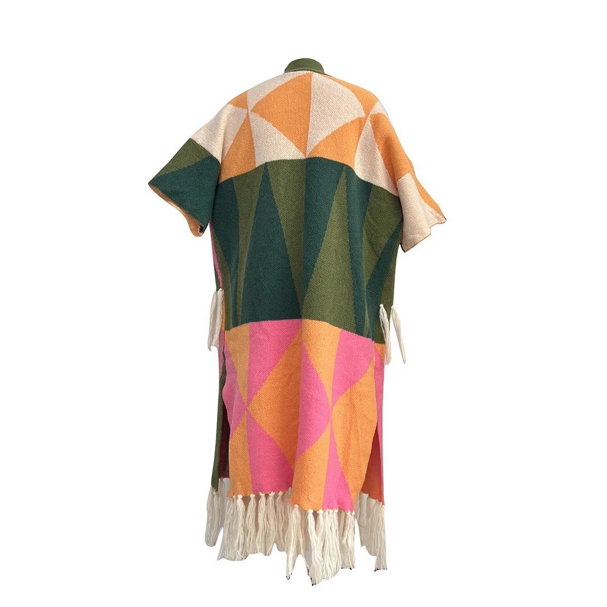 Geometric Tasseled Knitted Long Cardigan - Kelly Obi New York