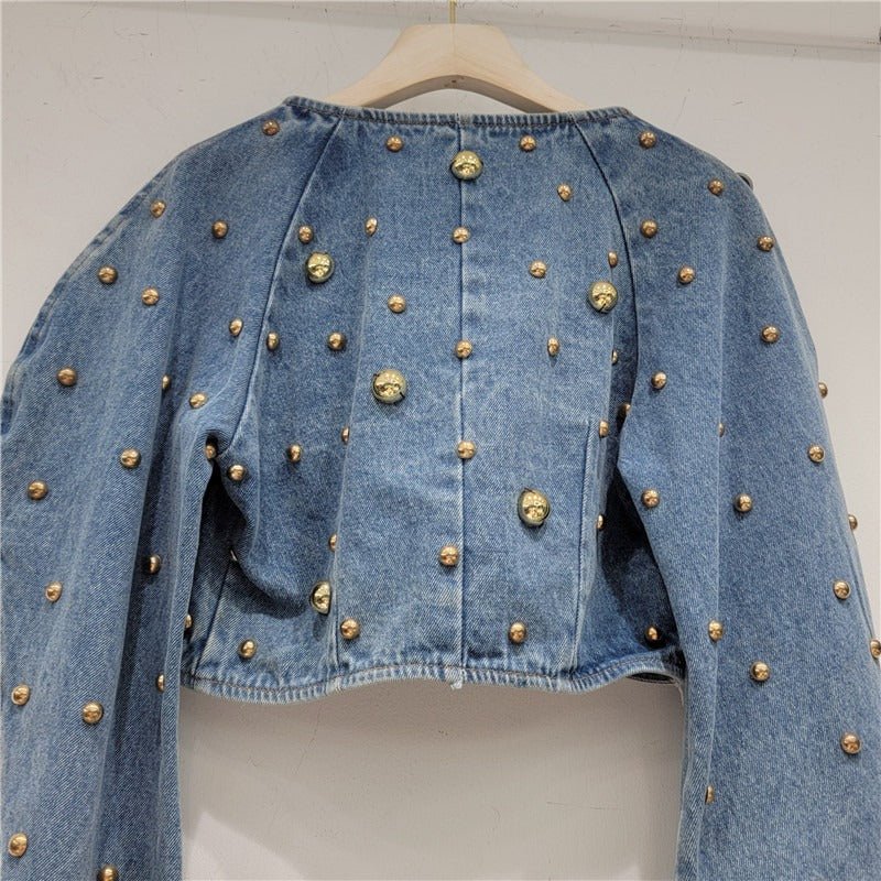 Gold Studs Puff Sleeve Jacket - Kelly Obi New York