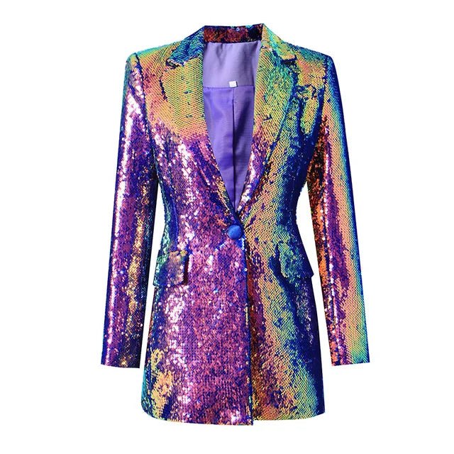 Gradient Sequined Single Button Blazer - Kelly Obi New York