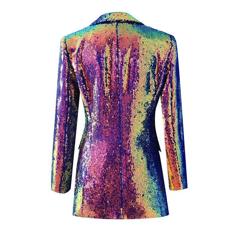 Gradient Sequined Single Button Blazer - Kelly Obi New York