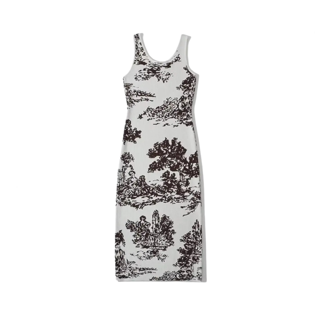 Pre Order:  Landscape Jacquard Knitted Sleeveless Midi Dress