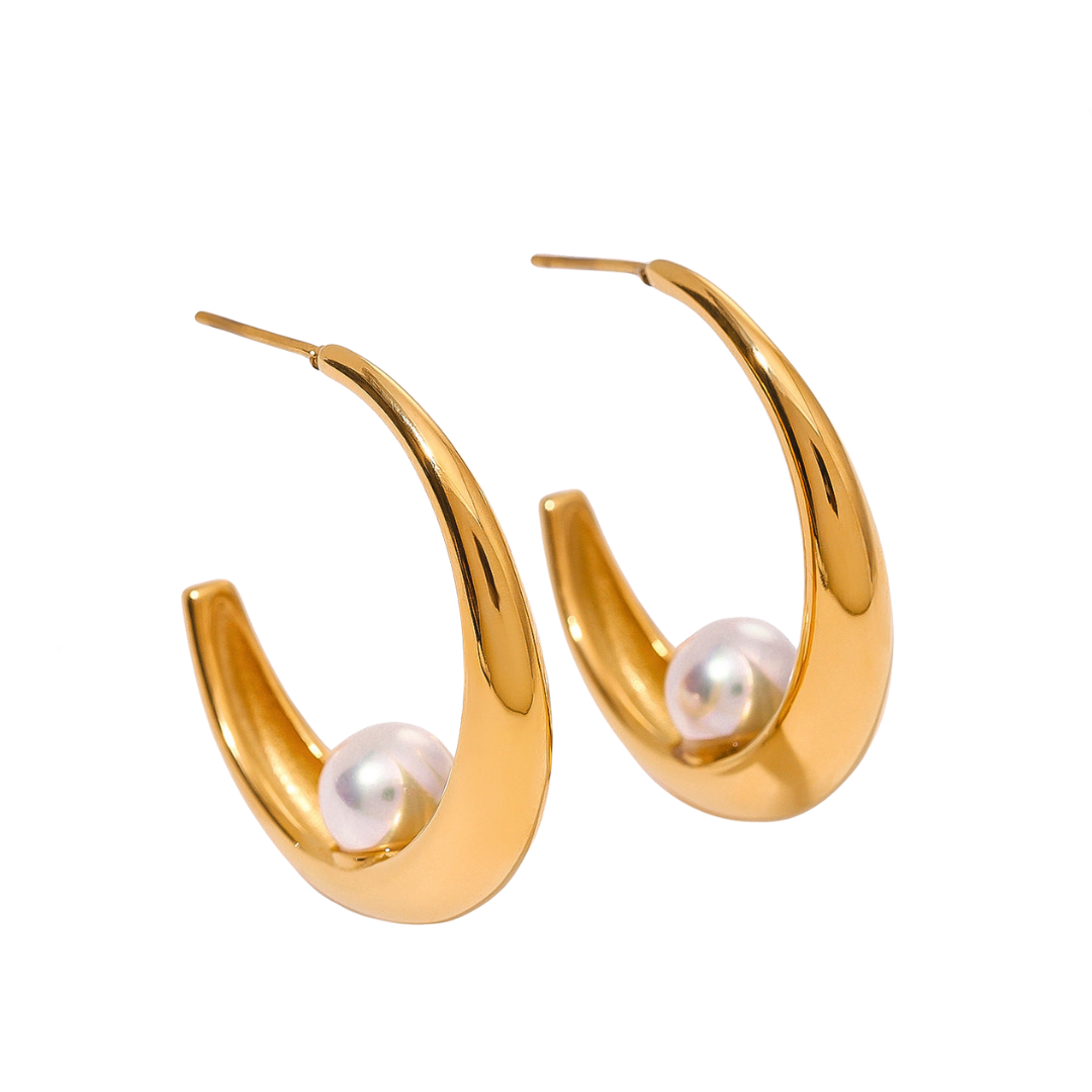 Pre Order:  Stainless Steel Pearl Exaggerated Earrings