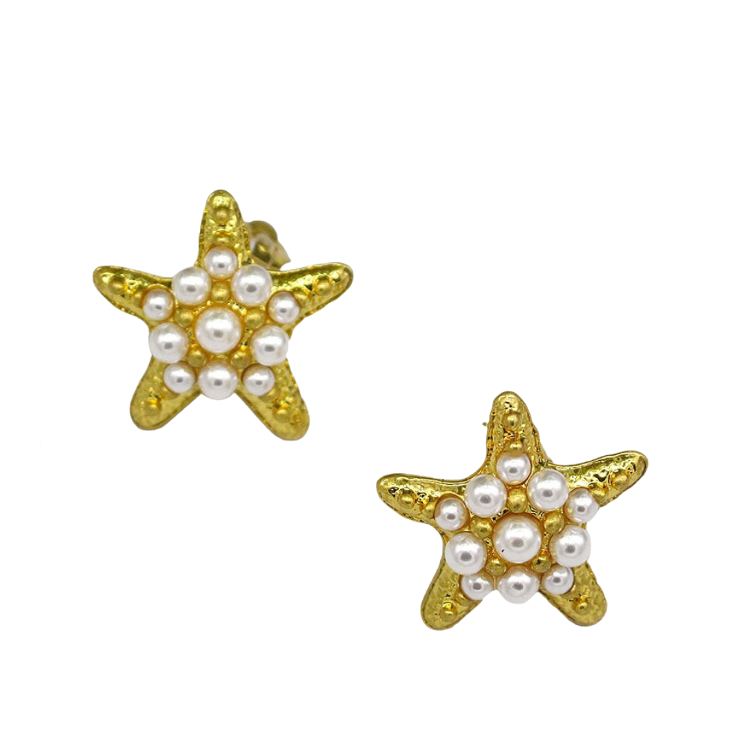 Pre Order:  Starfish Pearl Antique Minimalist Earrings