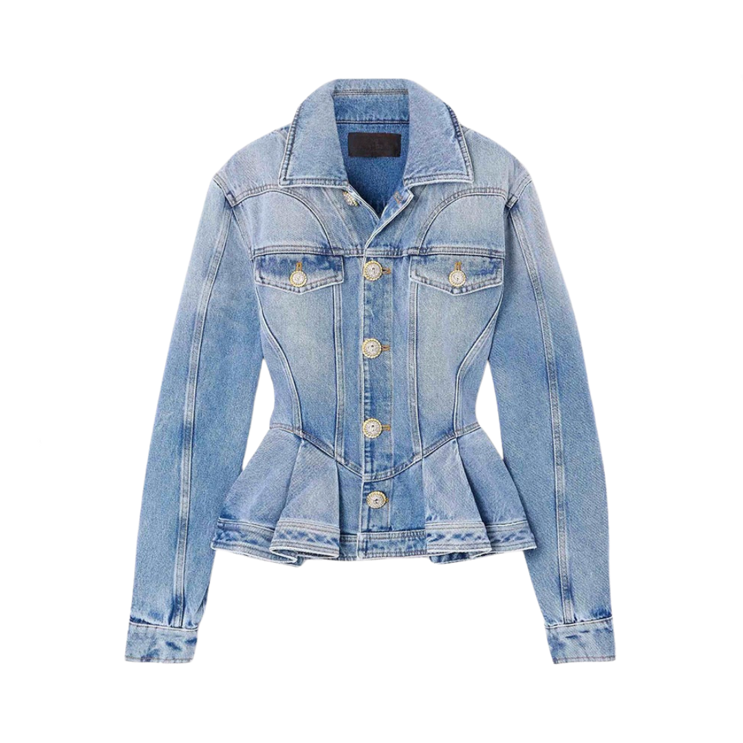 Pre Order:  Waist Cinched Single Breasted Denim Jacket