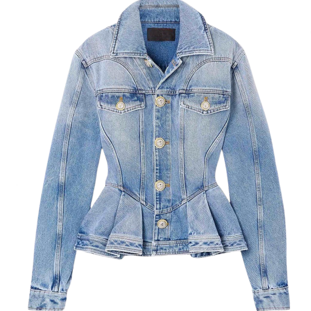 Pre Order:  Waist Cinched Single Breasted Denim Jacket